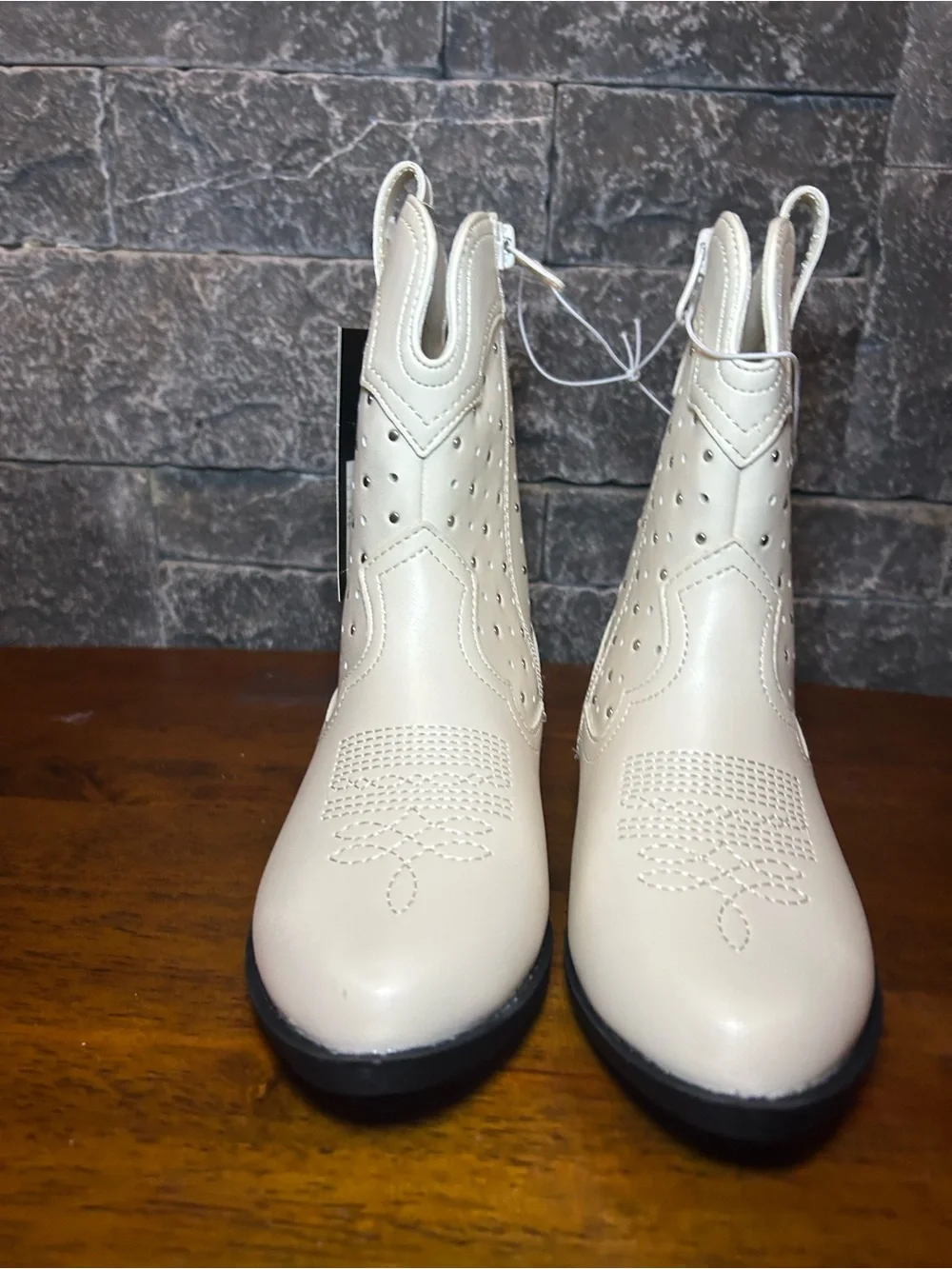 art class Cream Western-Style Kids Cowboy Boots